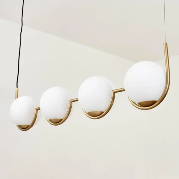 hofstein Suspension Lisca Or, 4 lumières* Lampes En Verre