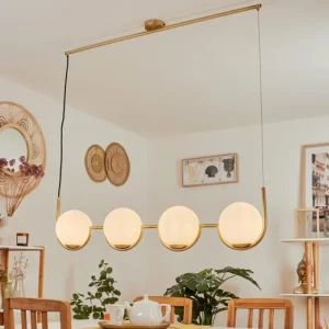 hofstein Suspension Lisca Or, 4 lumières* Lampes En Verre