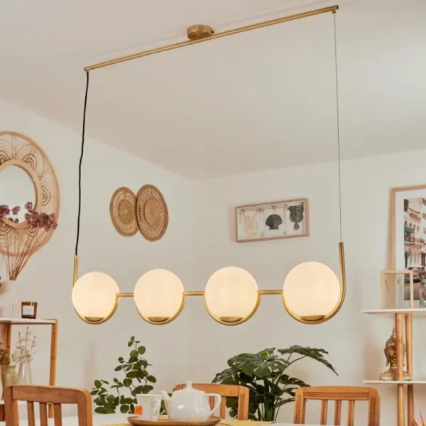 hofstein Suspension Lisca Or, 4 lumières* Lampes En Verre