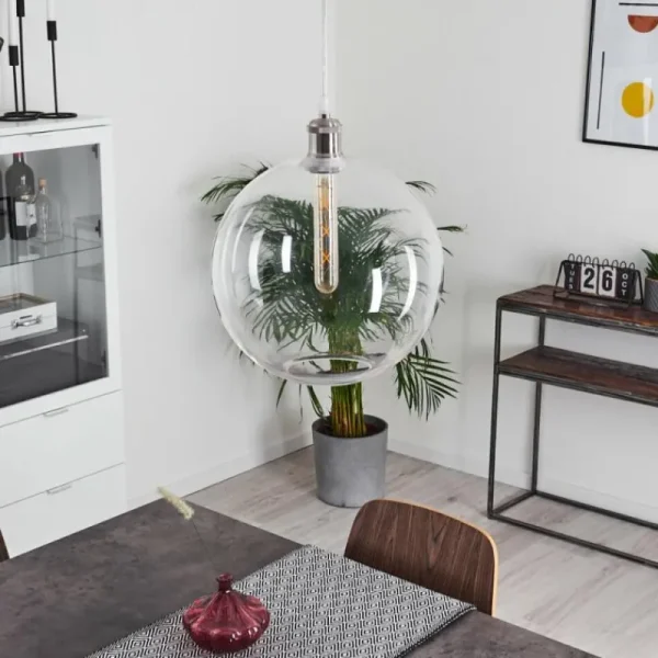 hofstein Suspension Lololo Acier inoxydable, 1 lumière* Lampes En Verre