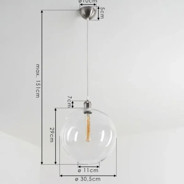 hofstein Suspension Lololo Acier inoxydable, 1 lumière* Lampes En Verre
