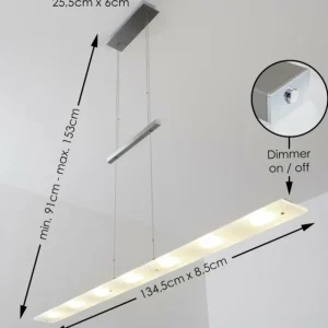 hofstein Suspension Lourdes LED Chrome, Nickel mat, 7 lumières* Lampes Modernes