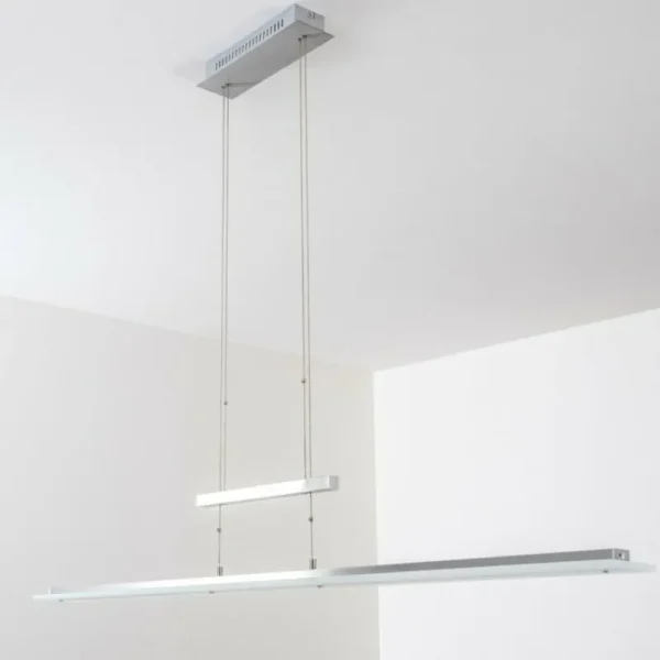 hofstein Suspension Lourdes LED Chrome, Nickel mat, 7 lumières* Lampes Modernes