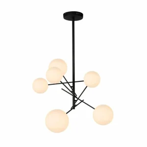 Luminaires Lucide Suspension Lucide ALARA LED Noir, 6 lumières* Lampes En Verre
