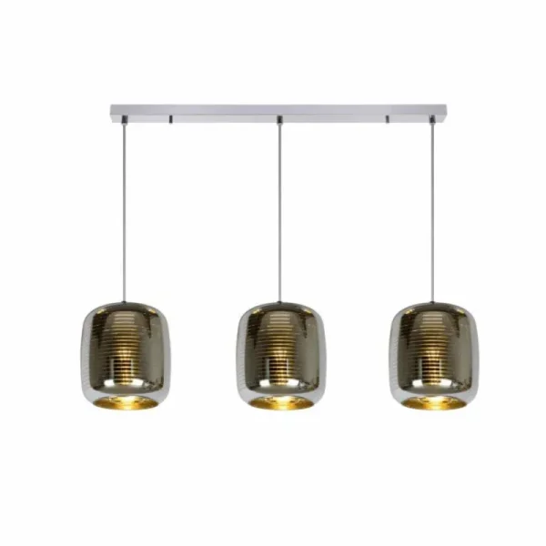 Luminaires Lucide Suspension Lucide ERYN Chrome, 3 lumières* Lampes En Verre