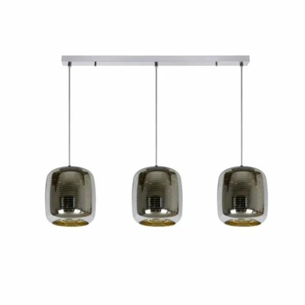 Luminaires Lucide Suspension Lucide ERYN Chrome, 3 lumières* Lampes En Verre