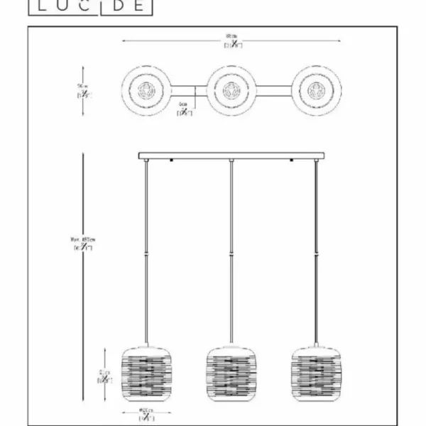 Luminaires Lucide Suspension Lucide ERYN Chrome, 3 lumières* Lampes En Verre