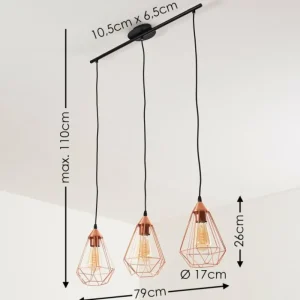 hofstein Suspension Lyssons Noir, 3 lumières* Lampes Modernes