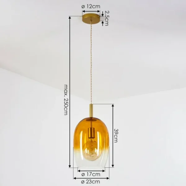 hofstein Suspension Magnano Or, 1 lumière* Lampes En Verre