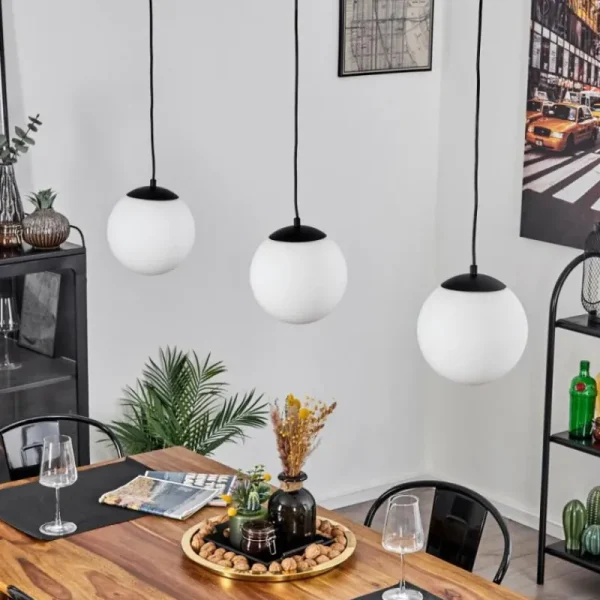 hofstein Suspension Malhadancha Noir, 3 lumières* Lampes En Verre