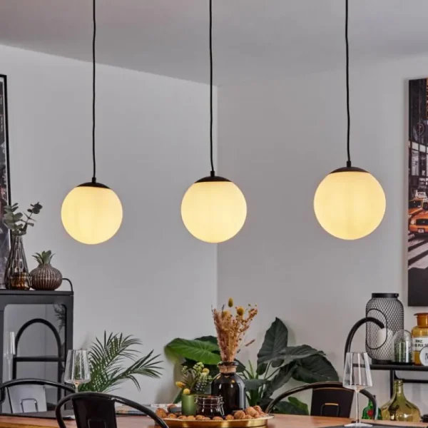 hofstein Suspension Malhadancha Noir, 3 lumières* Lampes En Verre