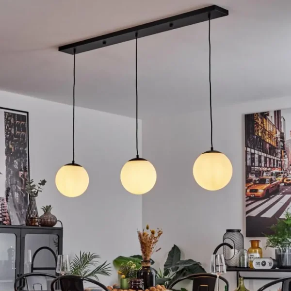 hofstein Suspension Malhadancha Noir, 3 lumières* Lampes En Verre