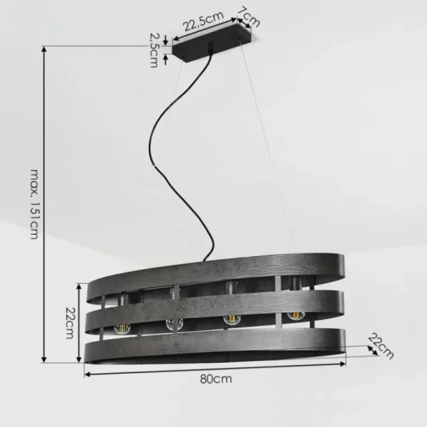 hofstein Suspension Maracoa Noir, 4 lumières* Lampes Modernes