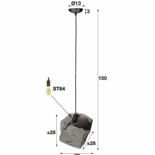 hofstein Suspension Marore Argenté, 1 lumière* Lampes En Verre