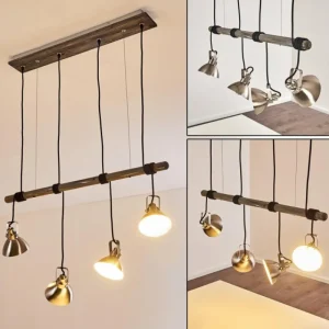 hofstein Suspension Medolden Brun, Nickel mat, 4 lumières* Lampes Modernes