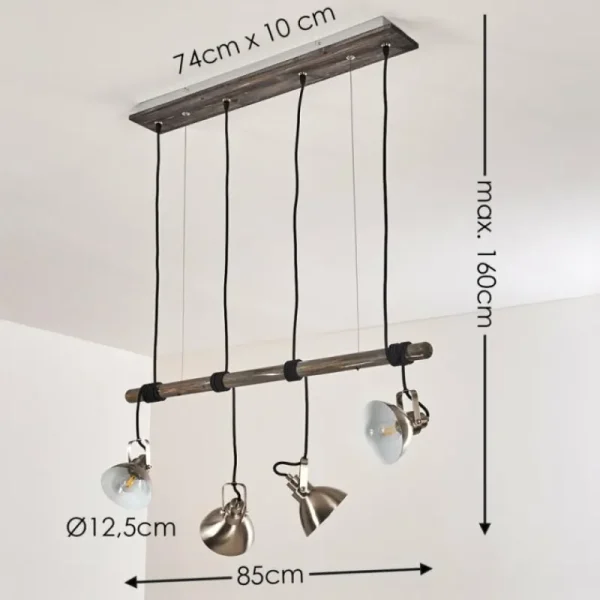 hofstein Suspension Medolden Brun, Nickel mat, 4 lumières* Lampes Modernes