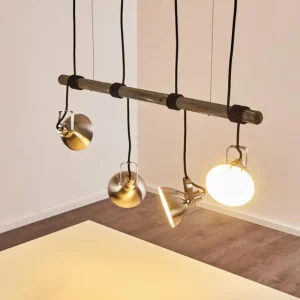 hofstein Suspension Medolden Brun, Nickel mat, 4 lumières* Lampes Modernes