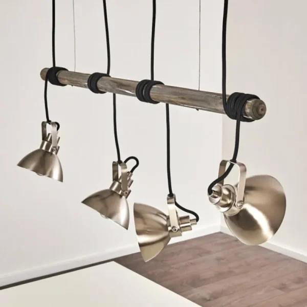 hofstein Suspension Medolden Brun, Nickel mat, 4 lumières* Lampes Modernes
