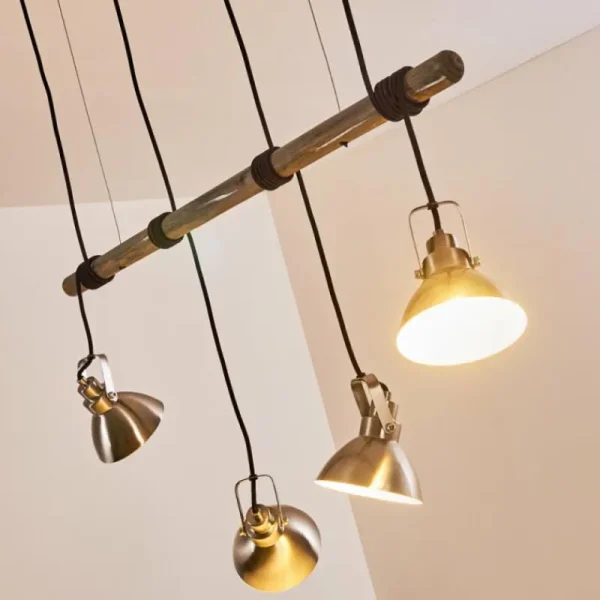 hofstein Suspension Medolden Brun, Nickel mat, 4 lumières* Lampes Modernes