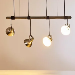 hofstein Suspension Medolden Brun, Nickel mat, 4 lumières* Lampes Modernes
