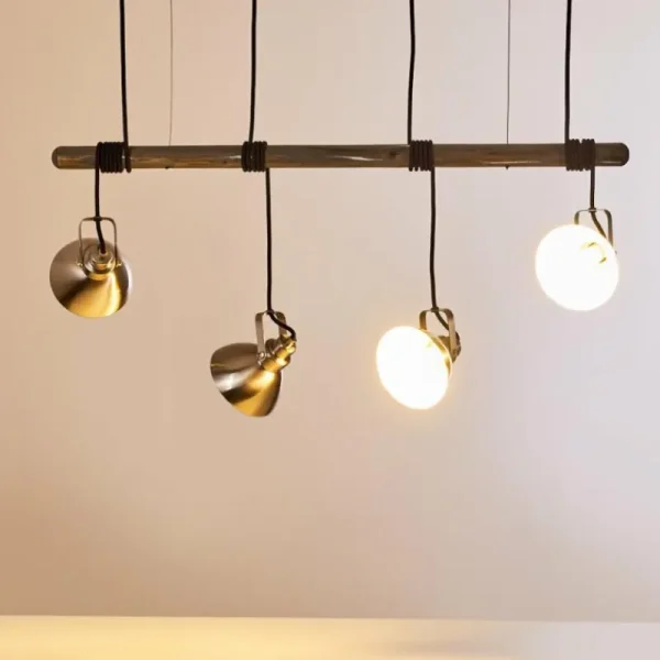 hofstein Suspension Medolden Brun, Nickel mat, 4 lumières* Lampes Modernes