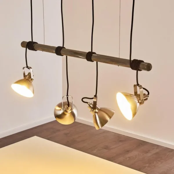 hofstein Suspension Medolden Brun, Nickel mat, 4 lumières* Lampes Modernes