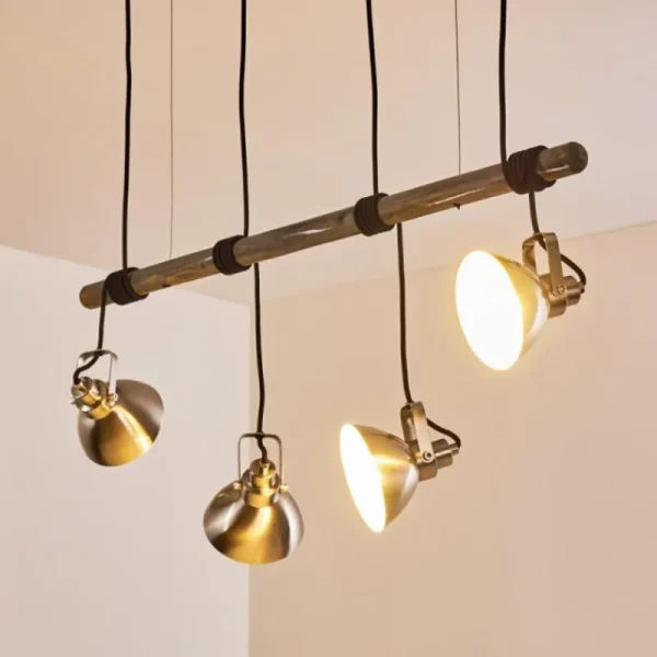 hofstein Suspension Medolden Brun, Nickel mat, 4 lumières* Lampes Modernes