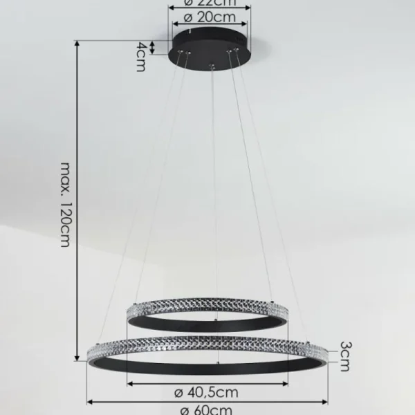 hofstein Suspension Melosa LED Noir, 1 lumière* Lampes Modernes