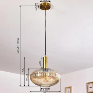 hofstein Suspension Paeni Or, Laiton, Noir, 1 lumière* Lampes En Verre