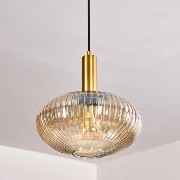 hofstein Suspension Paeni Or, Laiton, Noir, 1 lumière* Lampes En Verre