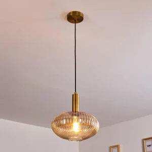 hofstein Suspension Paeni Or, Laiton, Noir, 1 lumière* Lampes En Verre