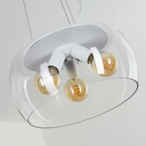 hofstein Suspension Palibatz Blanc, 3 lumières* Lampes En Verre