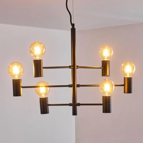 hofstein Suspension Pamunkey Noir, 6 lumières* Lampes Modernes