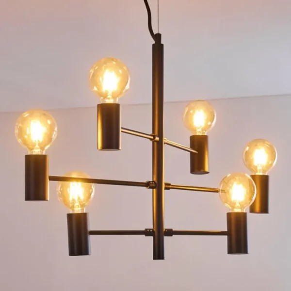 hofstein Suspension Pamunkey Noir, 6 lumières* Lampes Modernes