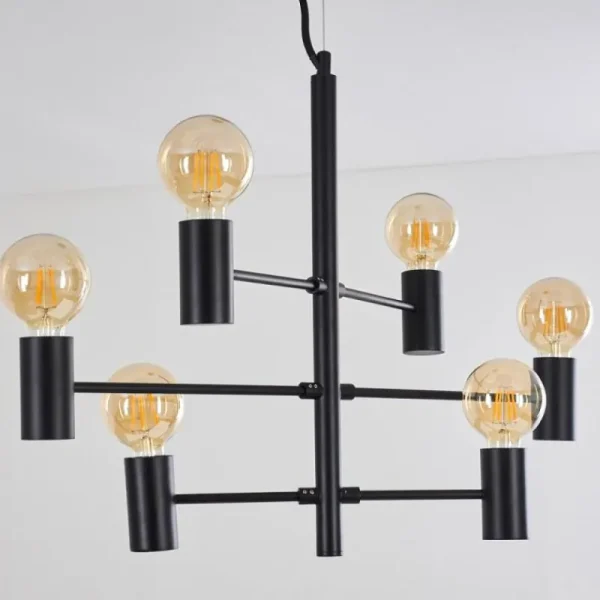 hofstein Suspension Pamunkey Noir, 6 lumières* Lampes Modernes
