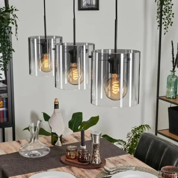 hofstein Suspension Parane Clair, Fumé, 3 lumières* Lampes Modernes