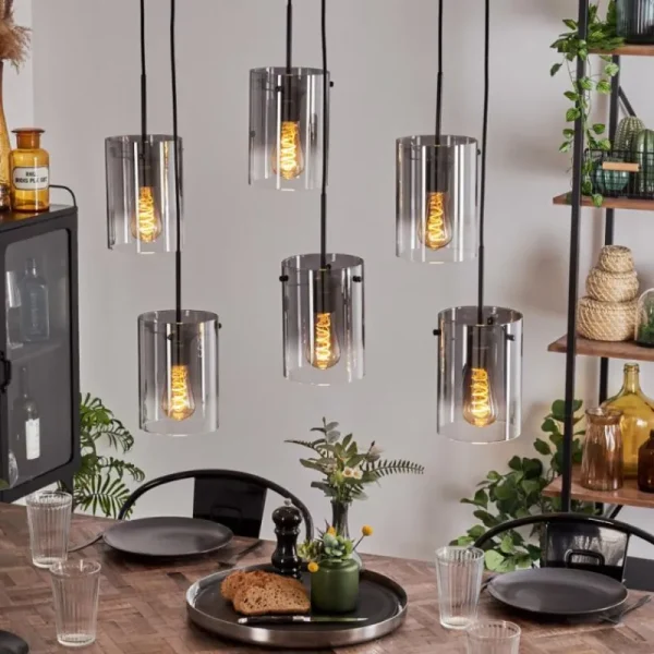 hofstein Suspension Parane Clair, Fumé, 6 lumières* Lampes Modernes
