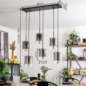 hofstein Suspension Parane Clair, Fumé, 6 lumières* Lampes Modernes