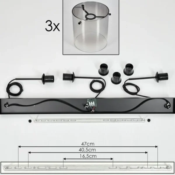 hofstein Suspension Parane Clair, Fumé, 3 lumières* Lampes Modernes