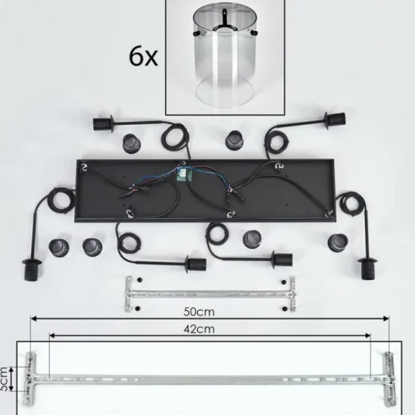 hofstein Suspension Parane Clair, Fumé, 6 lumières* Lampes Modernes