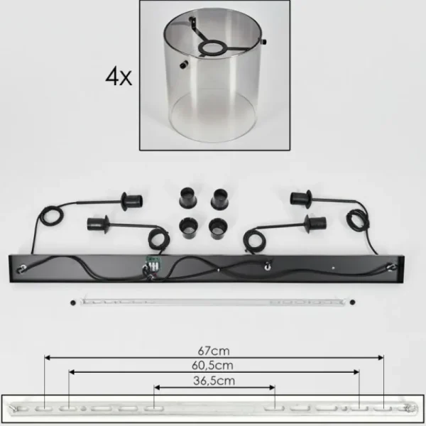 hofstein Suspension Parane Clair, Fumé, 4 lumières* Lampes Modernes