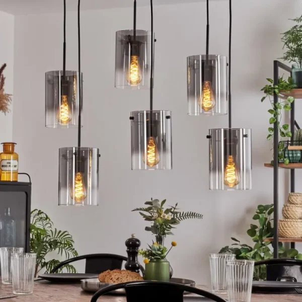 hofstein Suspension Parane Clair, Fumé, 6 lumières* Lampes Modernes
