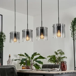hofstein Suspension Parane Clair, Fumé, 4 lumières* Lampes Modernes