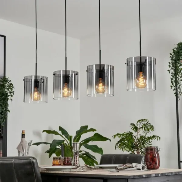 hofstein Suspension Parane Clair, Fumé, 4 lumières* Lampes Modernes