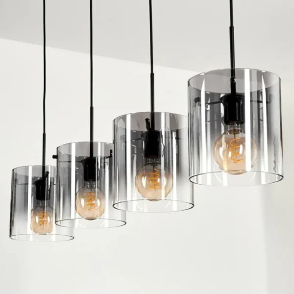 hofstein Suspension Parane Clair, Fumé, 4 lumières* Lampes Modernes