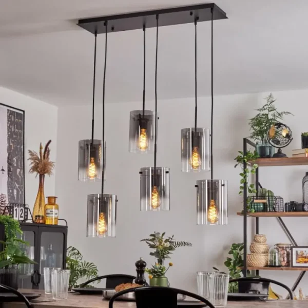 hofstein Suspension Parane Clair, Fumé, 6 lumières* Lampes Modernes