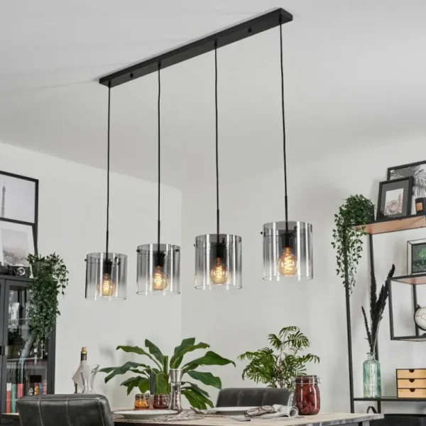 hofstein Suspension Parane Clair, Fumé, 4 lumières* Lampes Modernes