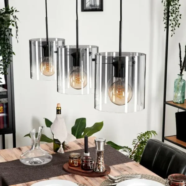 hofstein Suspension Parane Clair, Fumé, 3 lumières* Lampes Modernes