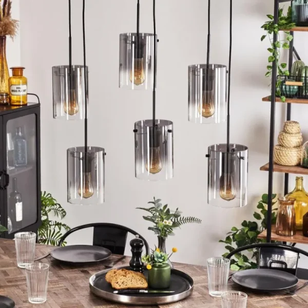 hofstein Suspension Parane Clair, Fumé, 6 lumières* Lampes Modernes