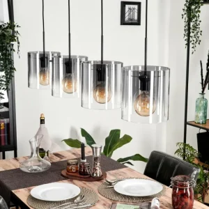 hofstein Suspension Parane Clair, Fumé, 4 lumières* Lampes Modernes